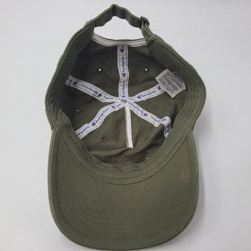 Champion Hat Strapback (Fits Small) Green White Script Logo Casual Brand Cotton